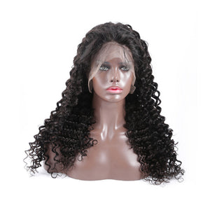 Deep Wave HD Full Frontal 13*4 Lace Wig Natural Black